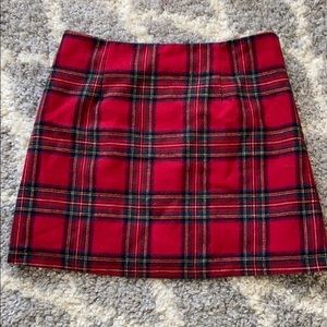 High waisted plaid skirt